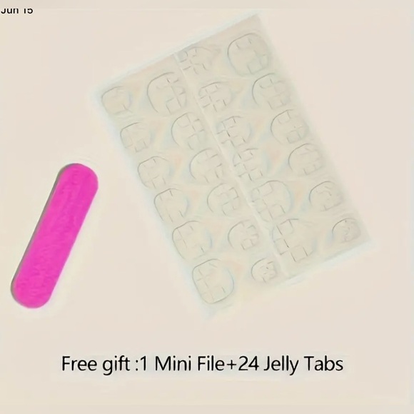 96pc Press On Gradient Short Square Nails For Girls Nails+File+Jelly Gel Tabs - Picture 7 of 8